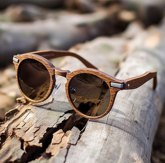 Chic Wood Sunglasses with Brown Lenses